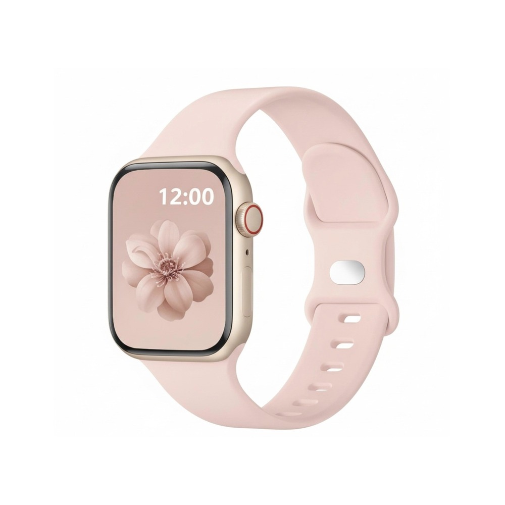 Apple iWatch Compatible Series 9-1/SE Sporty Pink Silicone Watch Band 38/40/41mm